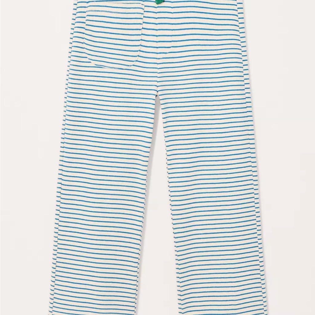 Zara Pants Size 13-14 Blue Beige Wide Leg New Nwt